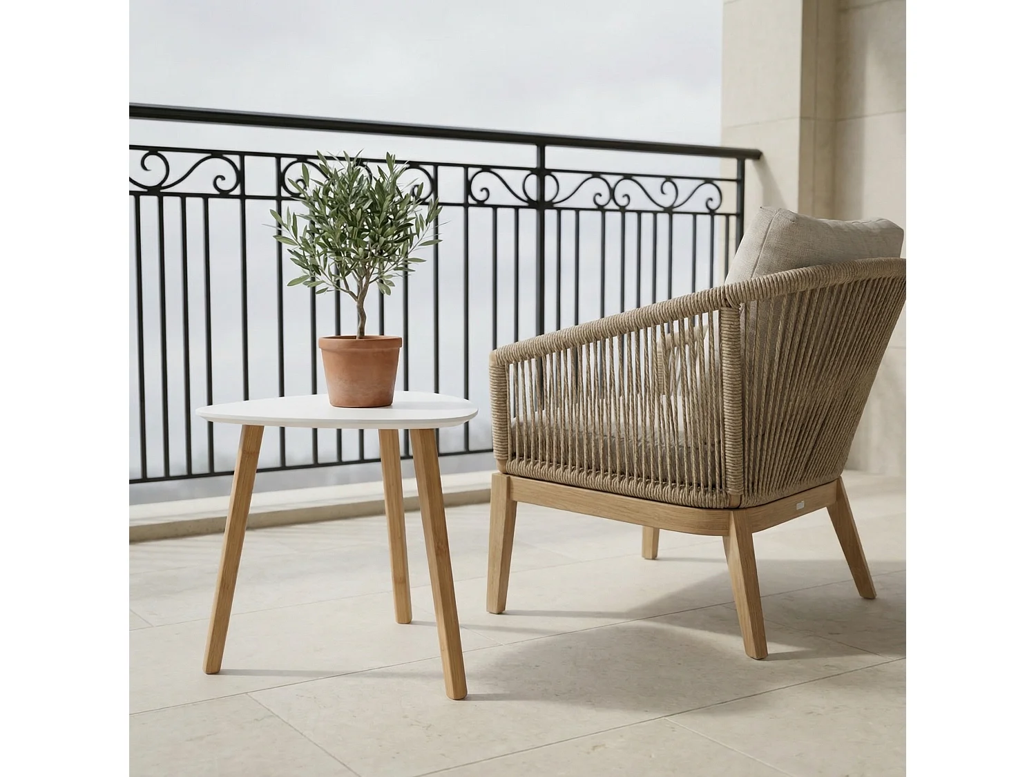 Malme Large Outdoor Side Table for Balcony & Patio in White