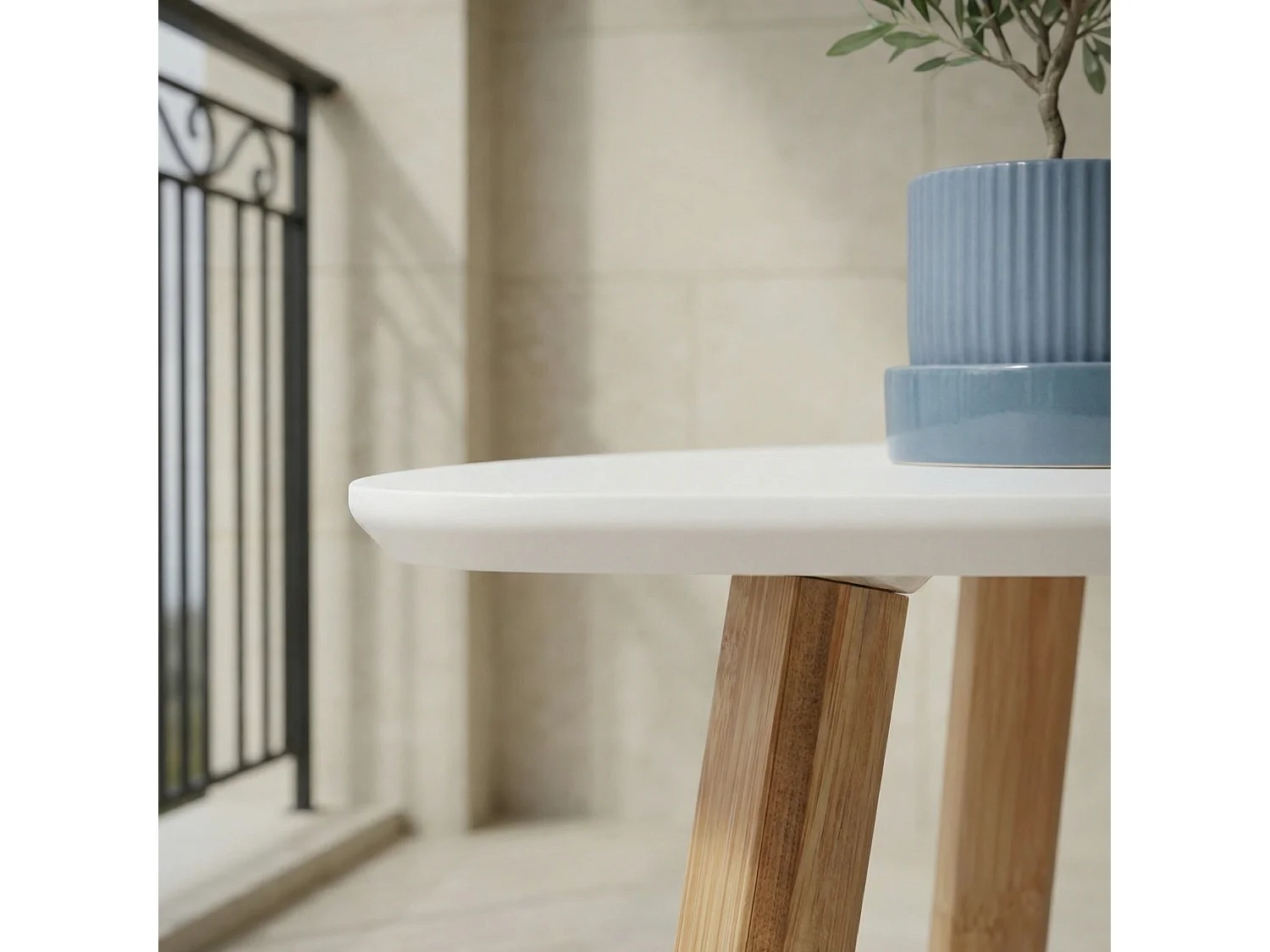 Malme Large Outdoor Side Table for Balcony & Patio in White