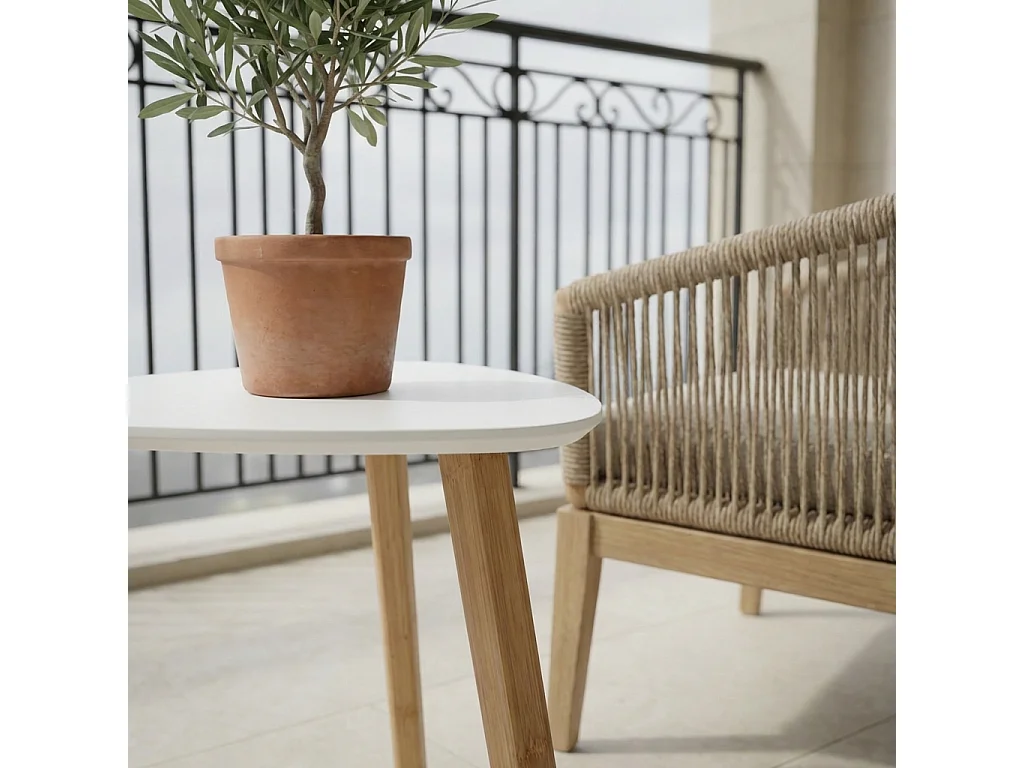 Malme Large Outdoor Side Table for Balcony & Patio in White