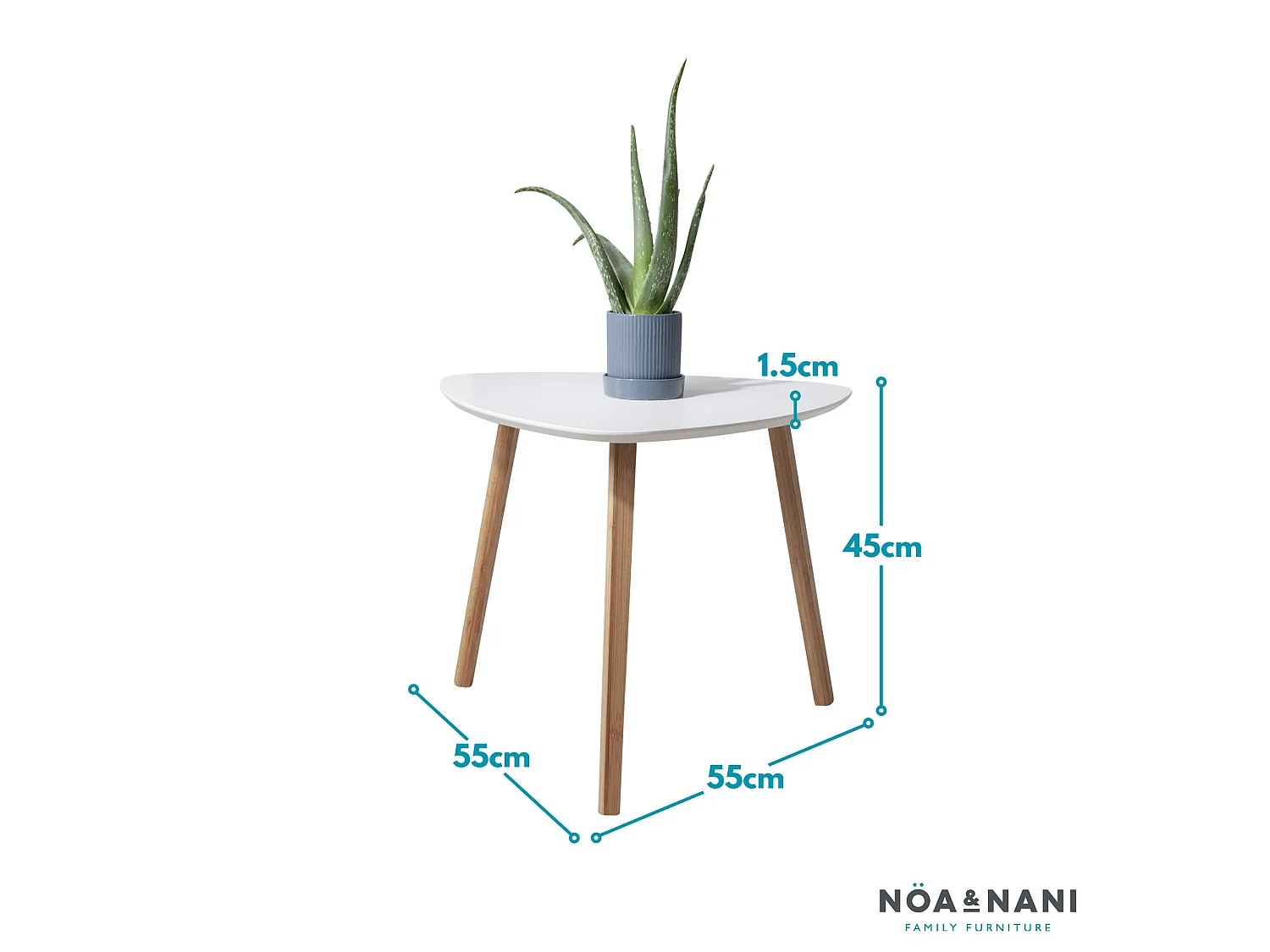 Malme Large Outdoor Side Table for Balcony & Patio in White