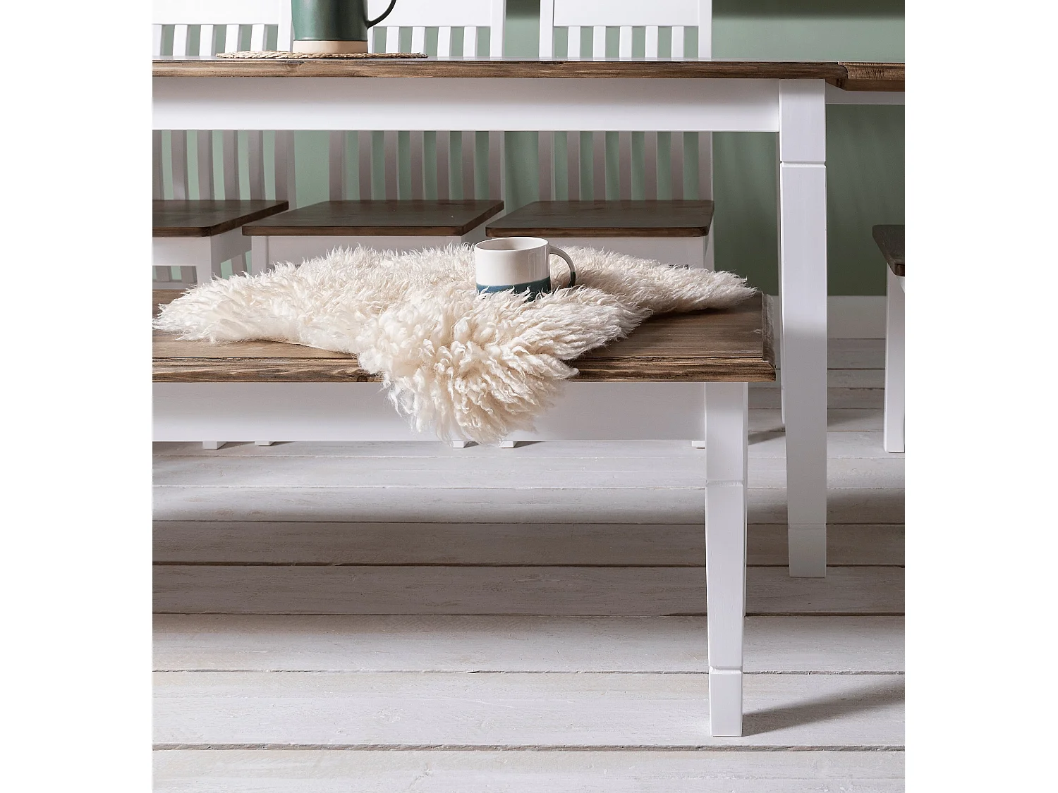 Noa & Nani Canterbury Hallway Bench Entryway Medium in White and Dark Pine
