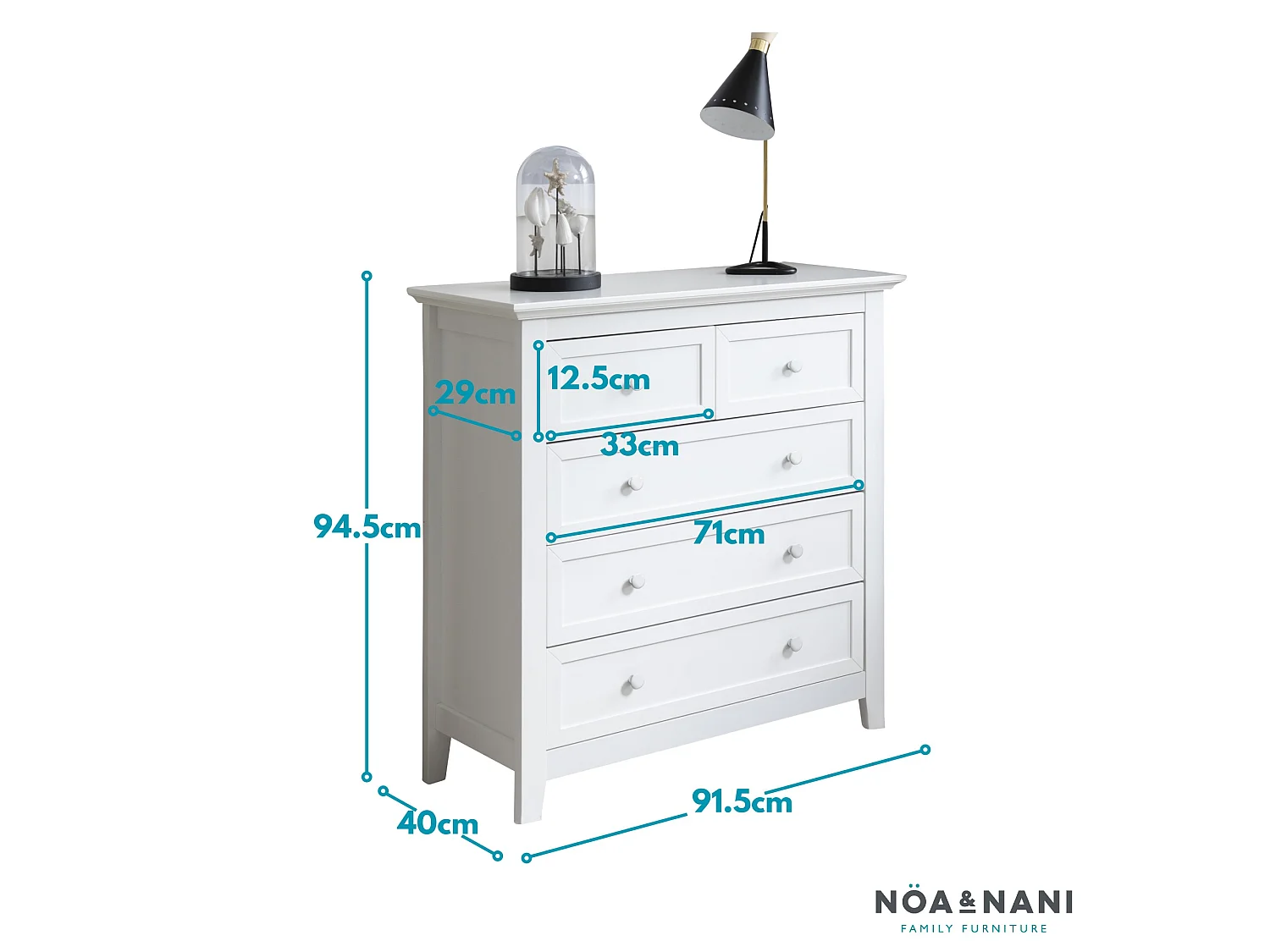 Noa & Nani Torsby Chest of Drawers 2+3 Drawer in White