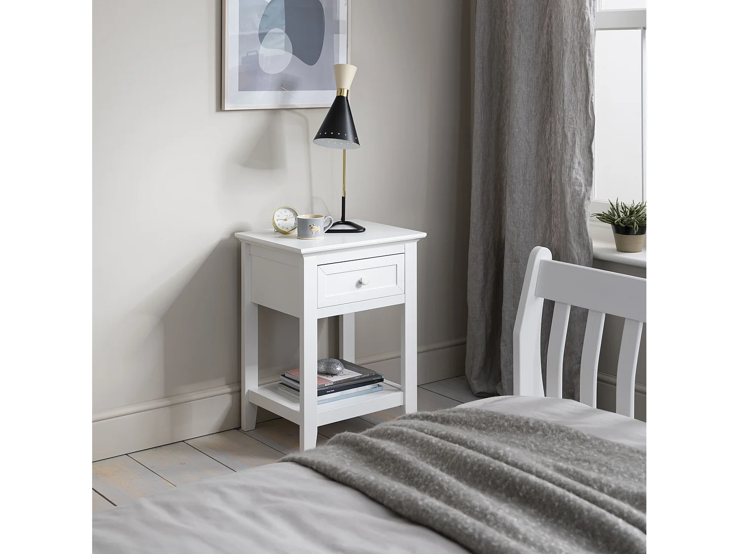 Noa & Nani Torsby Bedside Table with Drawer in White