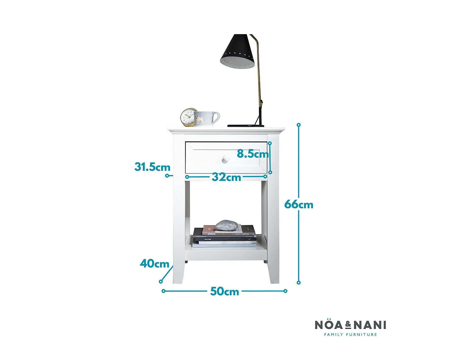 Noa & Nani Torsby Bedside Table with Drawer in White