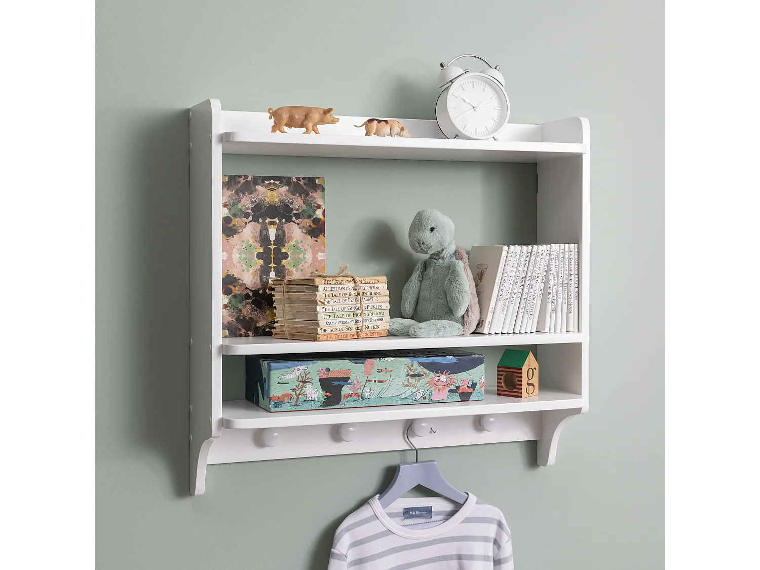 Noa & Nani Hege Double Shelf with Coat Hook in White