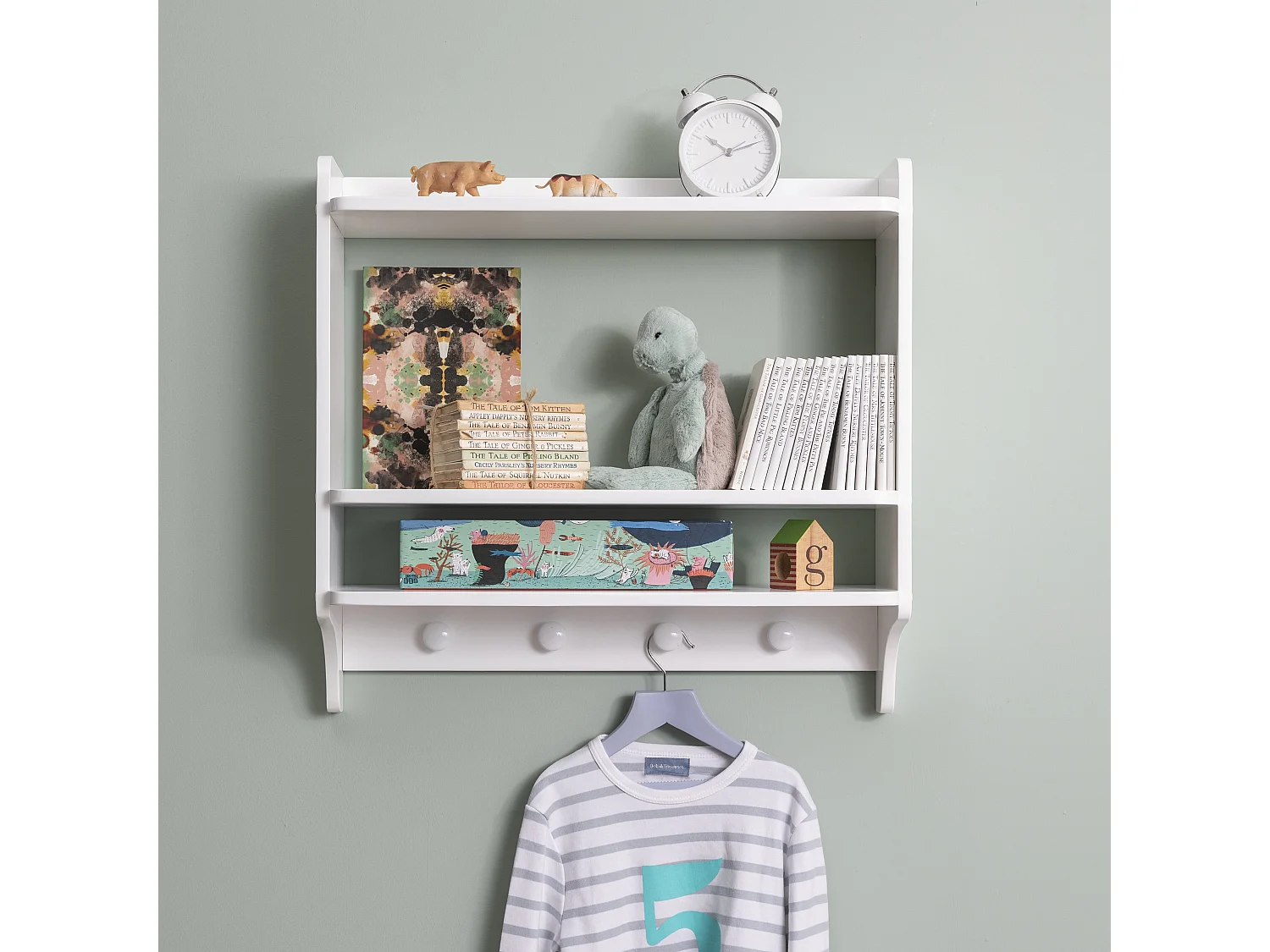 Noa & Nani Hege Double Shelf with Coat Hook in White