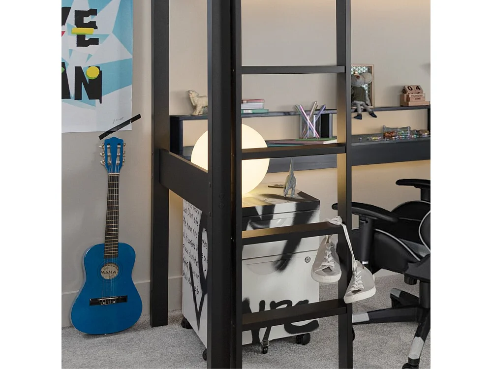 Noa & Nani Vortex Gaming Station High Sleeper Kids Cabin Bed with Desk in Black
