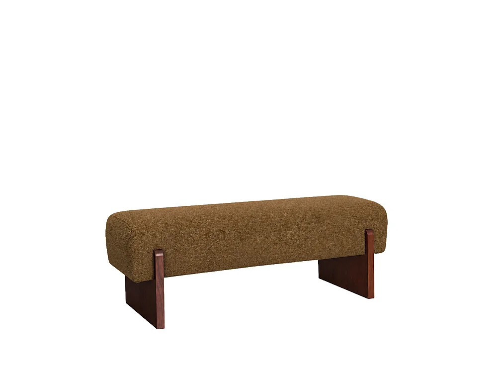 Sally - Banc en tissu et bois - Marron chiné