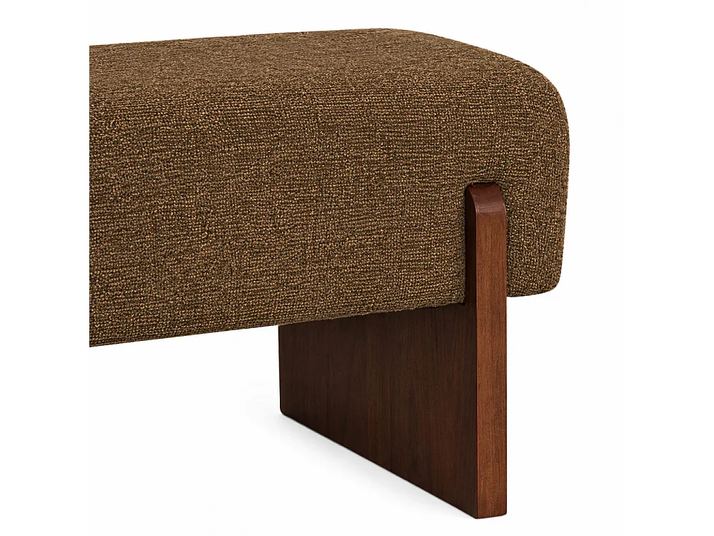 Sally - Banc en tissu et bois - Marron chiné