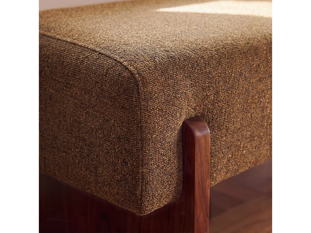 Sally - Banc en tissu et bois - Marron chiné
