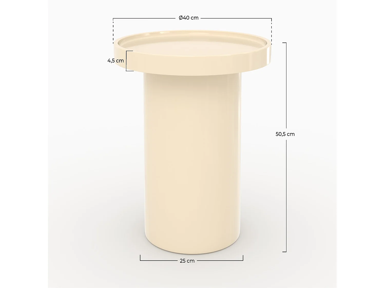 Mesa auxiliar lacada blanca en MDF, D40 cm - Nora
