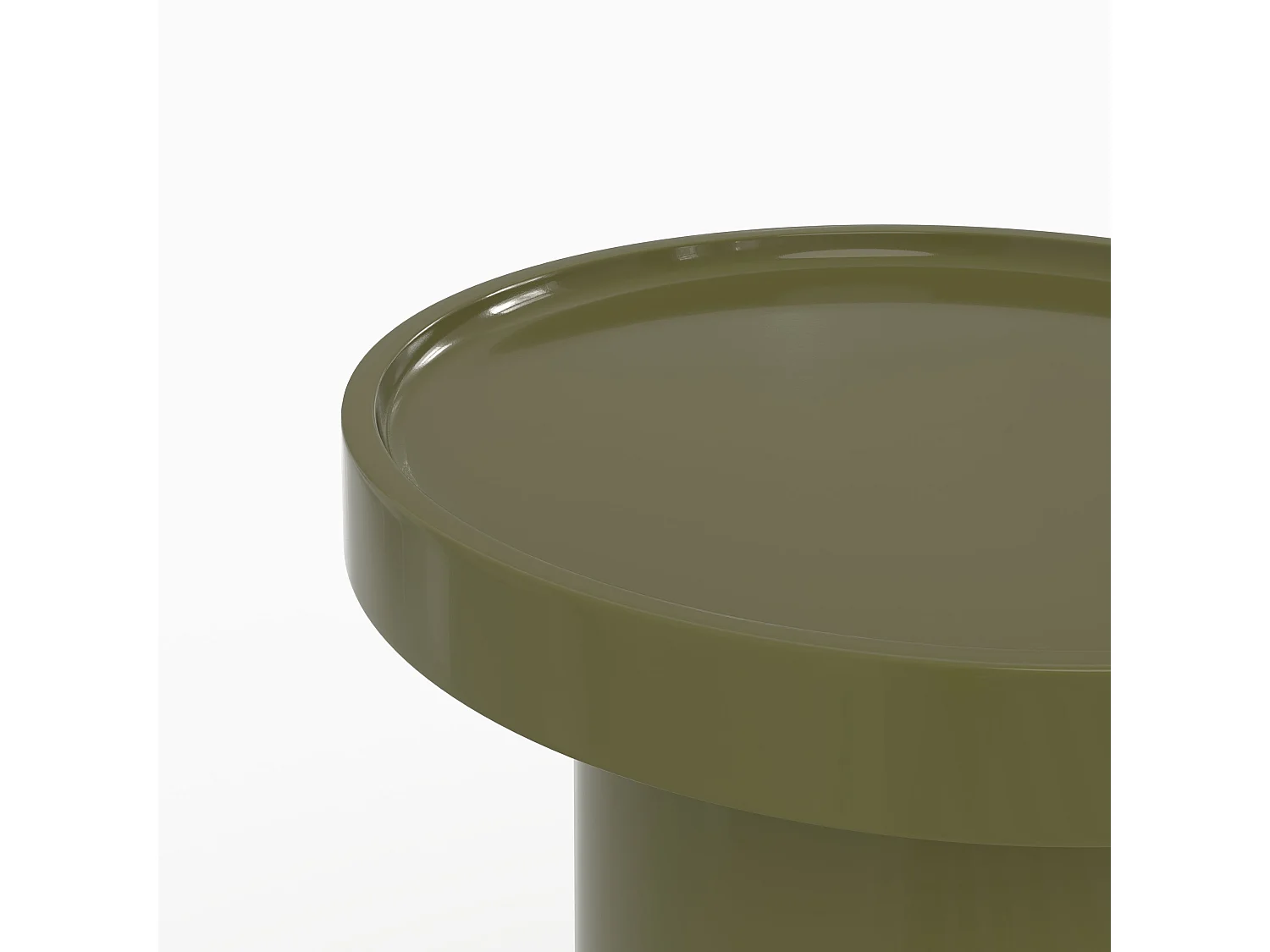 Mesa auxiliar lacada verde oliva en MDF, D40 cm - Nora