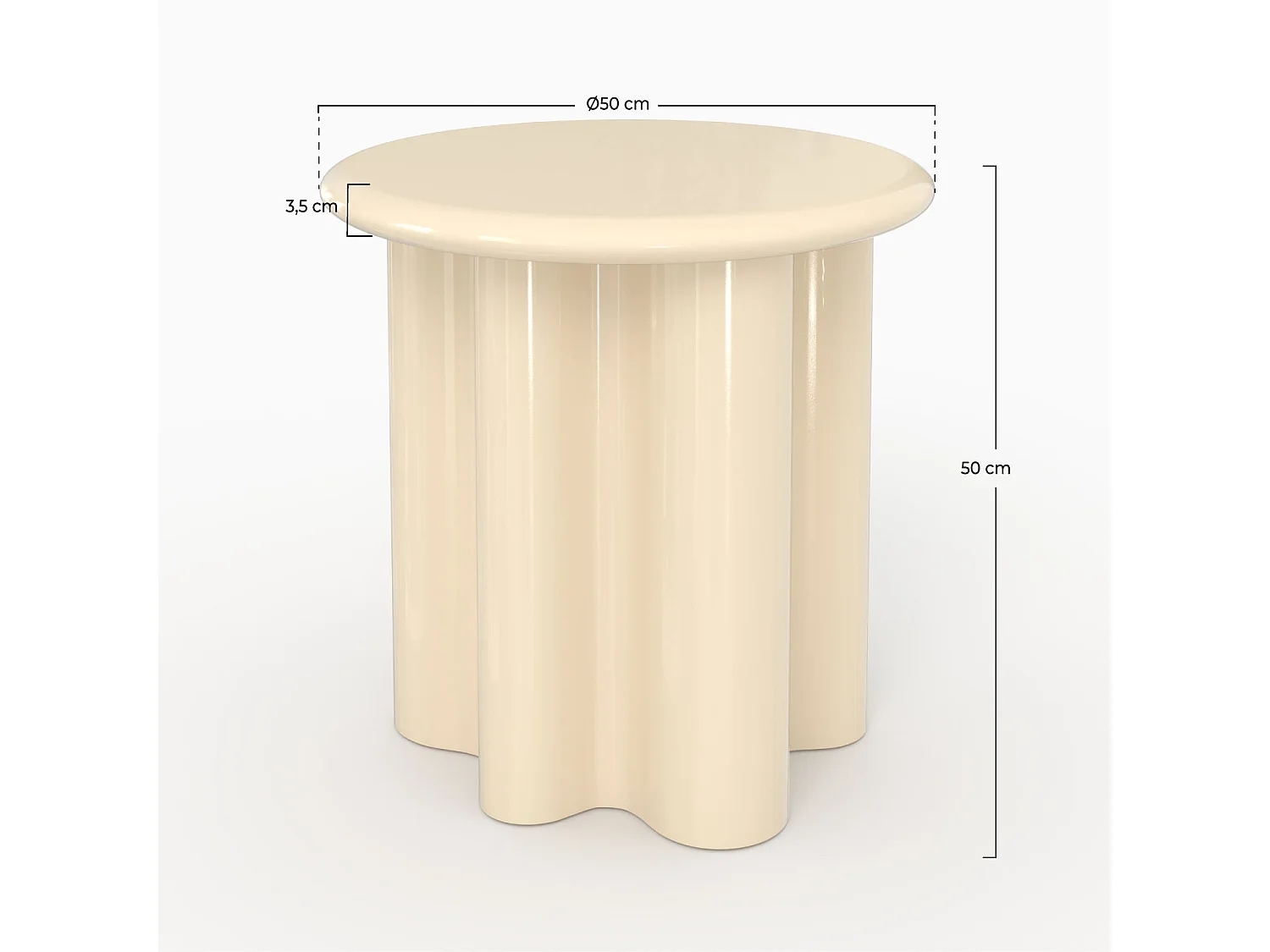 Weiß lackierter Beistelltisch, D50 cm - Olya