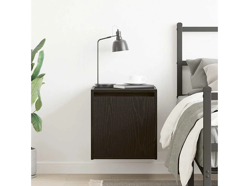 Mesilla de noche de pared negra 38x34x40 cm