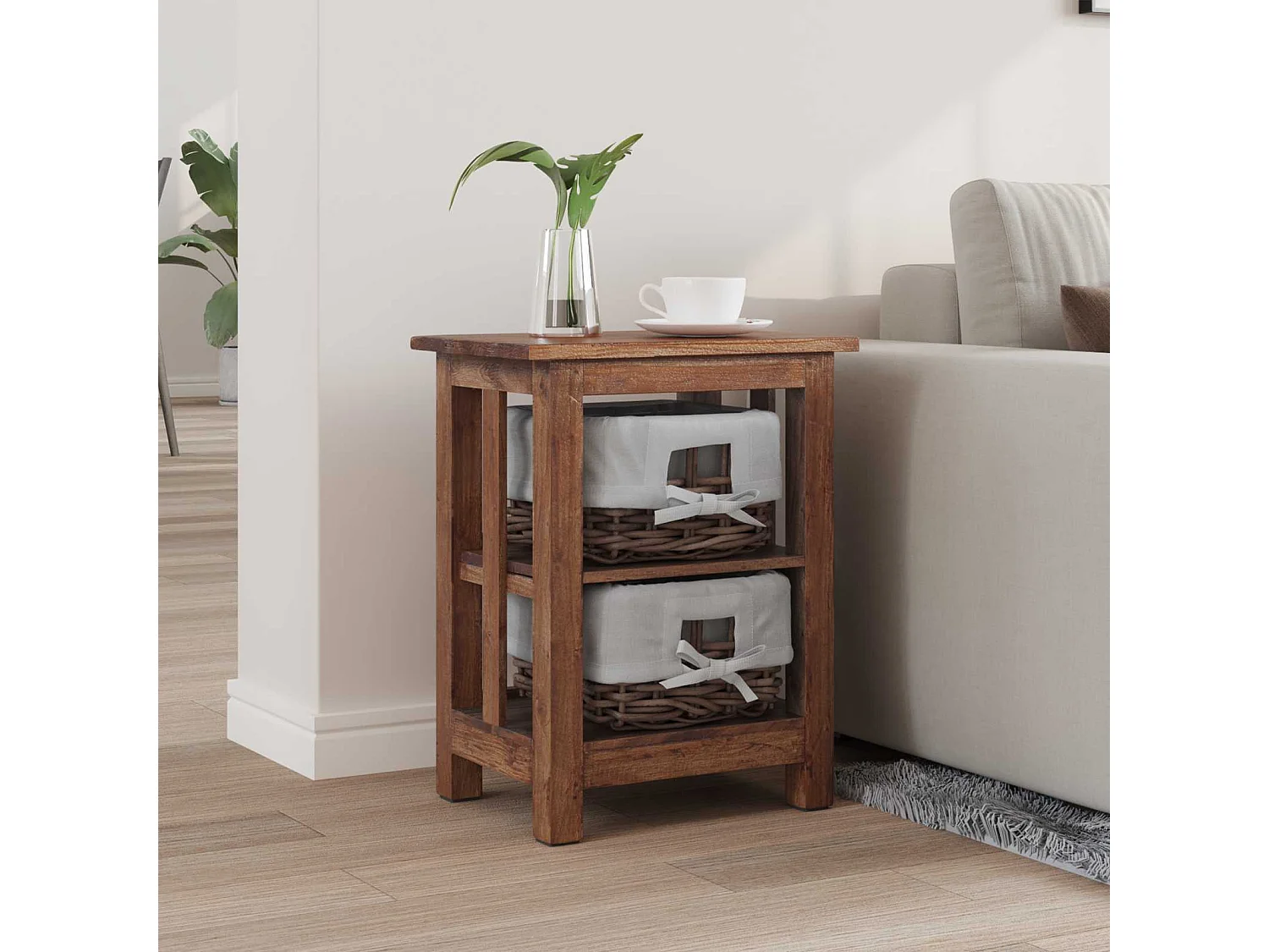 Mesa lateral Marrón Madera maciza de Caoba