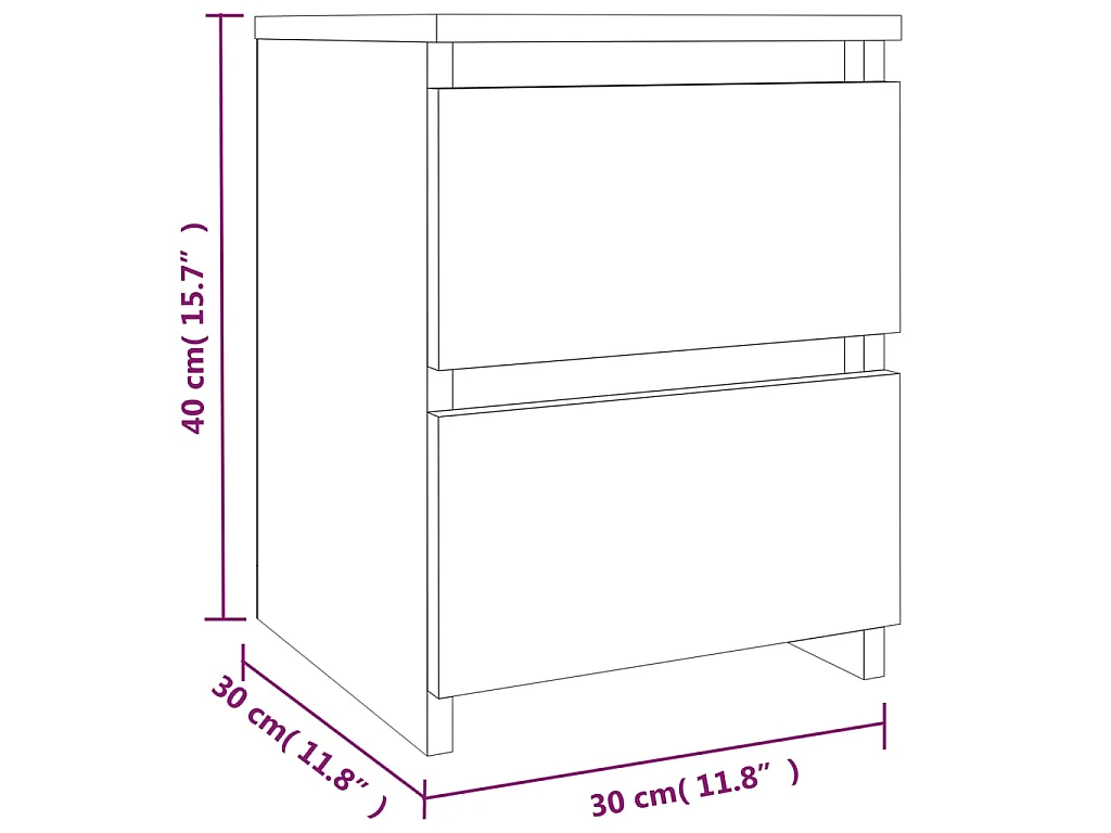 Table de chevet en chêne fumé 30x30x40 cm bois d'ingénierie