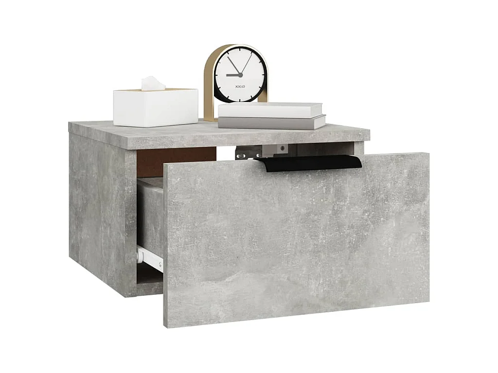 Table de chevet murale Gris béton 34x30x20 cm