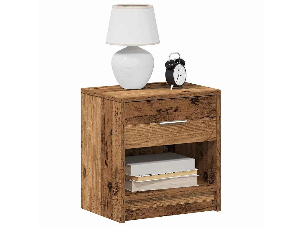 Table de chevet avec tiroir en bois ancien 39x28x41 cm