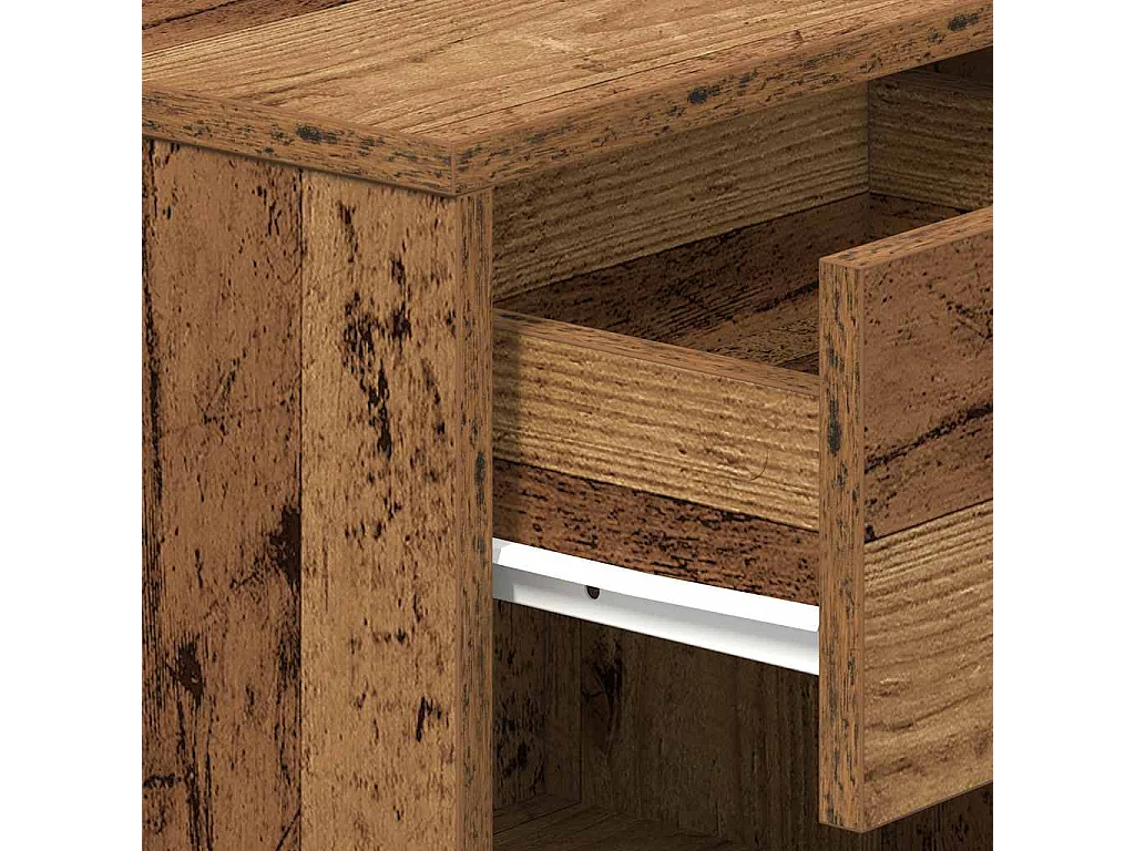 Table de chevet avec tiroir en bois ancien 39x28x41 cm
