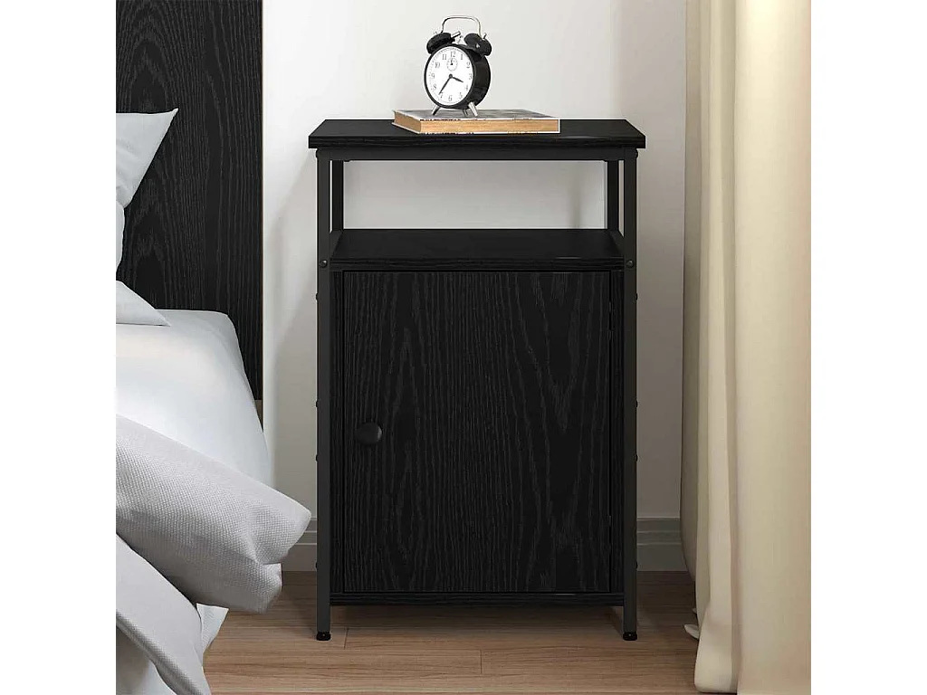 Armario de Noche Roble negro Madera contrachapada