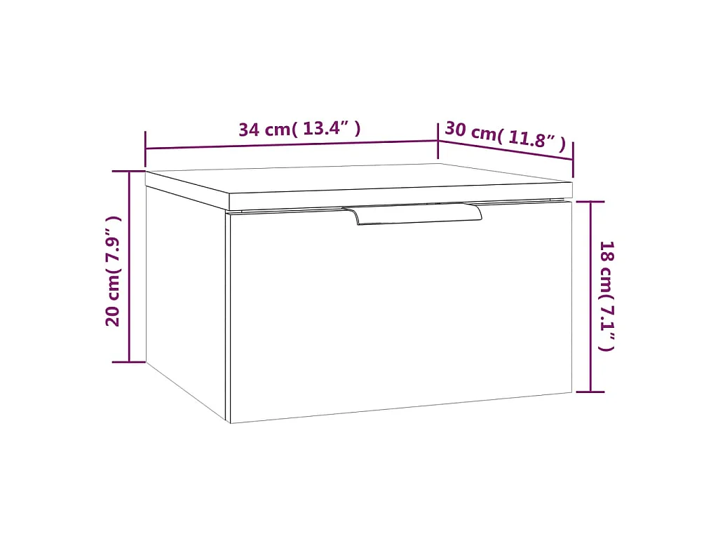 Table de chevet murale Sonoma gris 34x30x20 cm