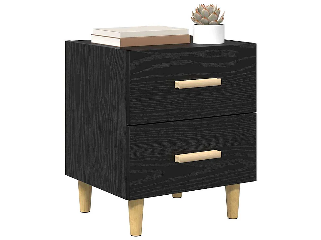 Mueble de cama con cajón Roble negro 40 x 35 x 47.5 cm