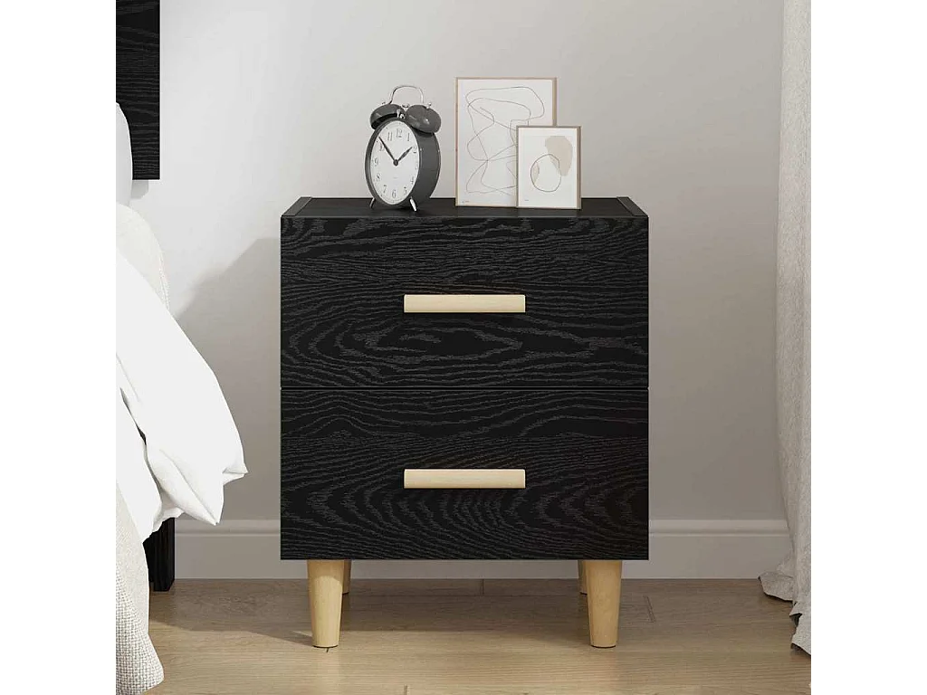 Mueble de cama con cajón Roble negro 40 x 35 x 47.5 cm