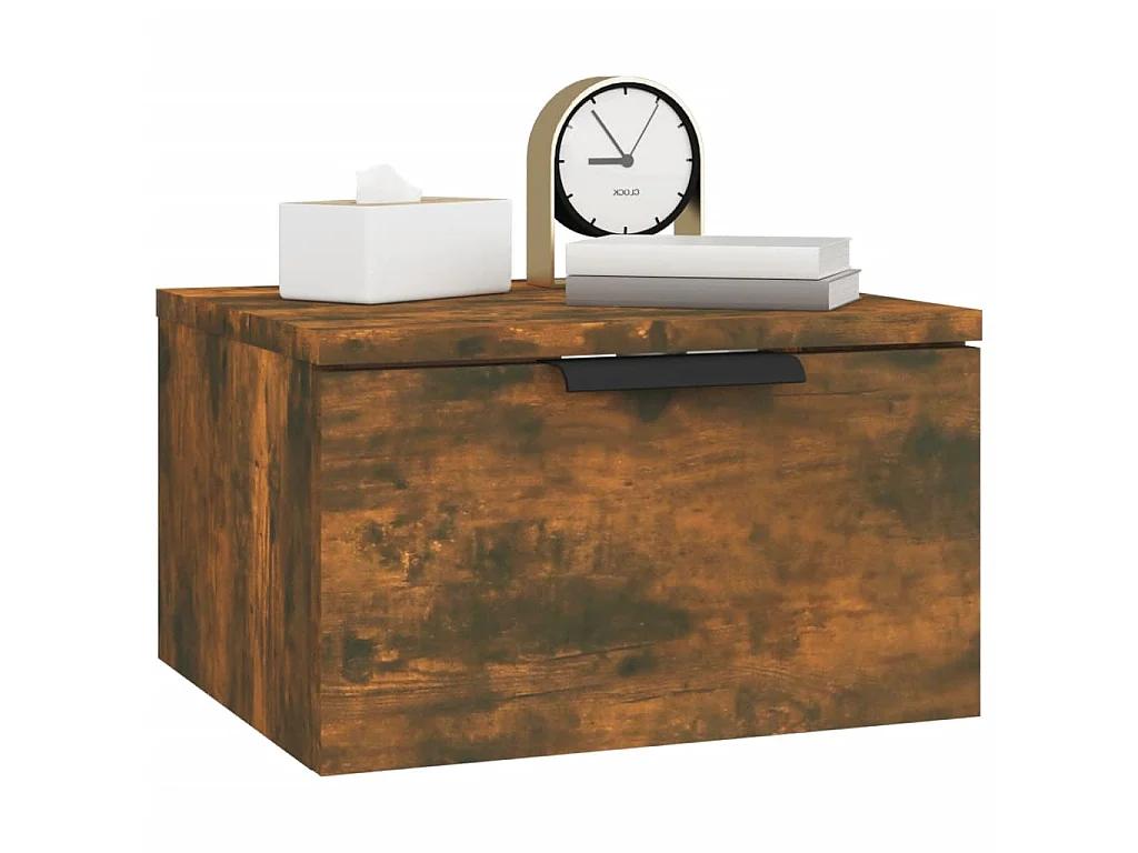 Table de chevet murale Chêne fumé 34x30x20 cm
