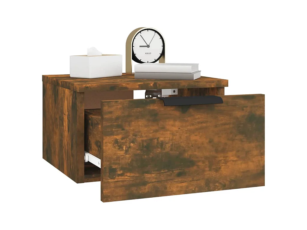 Table de chevet murale Chêne fumé 34x30x20 cm
