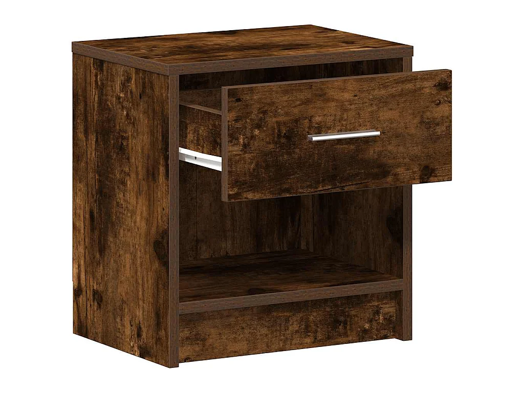 Tables de chevet 2 pièces avec tiroir chêne fumé 39x28x41 cm