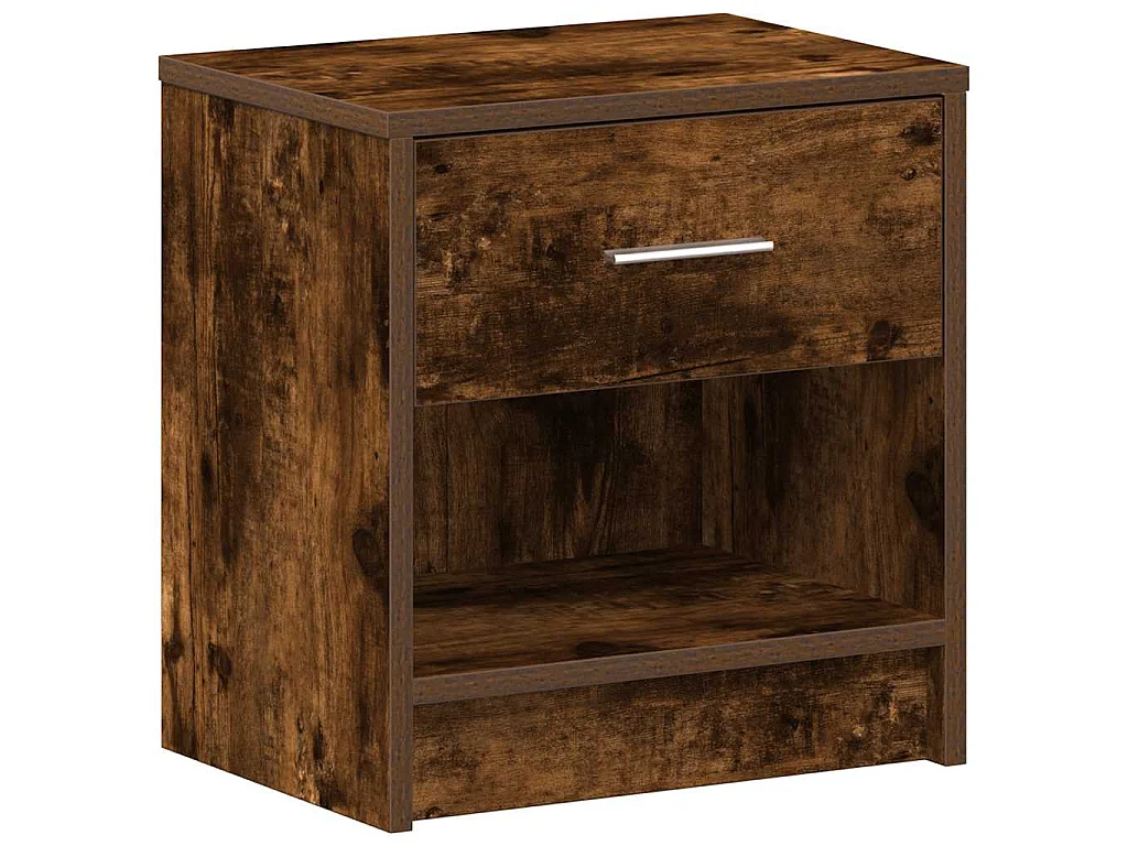 Tables de chevet 2 pièces avec tiroir chêne fumé 39x28x41 cm