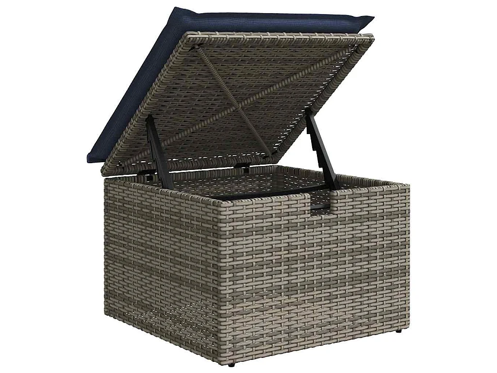 Set de muebles de jardín 6 piezas y cojines ratán sintético gris