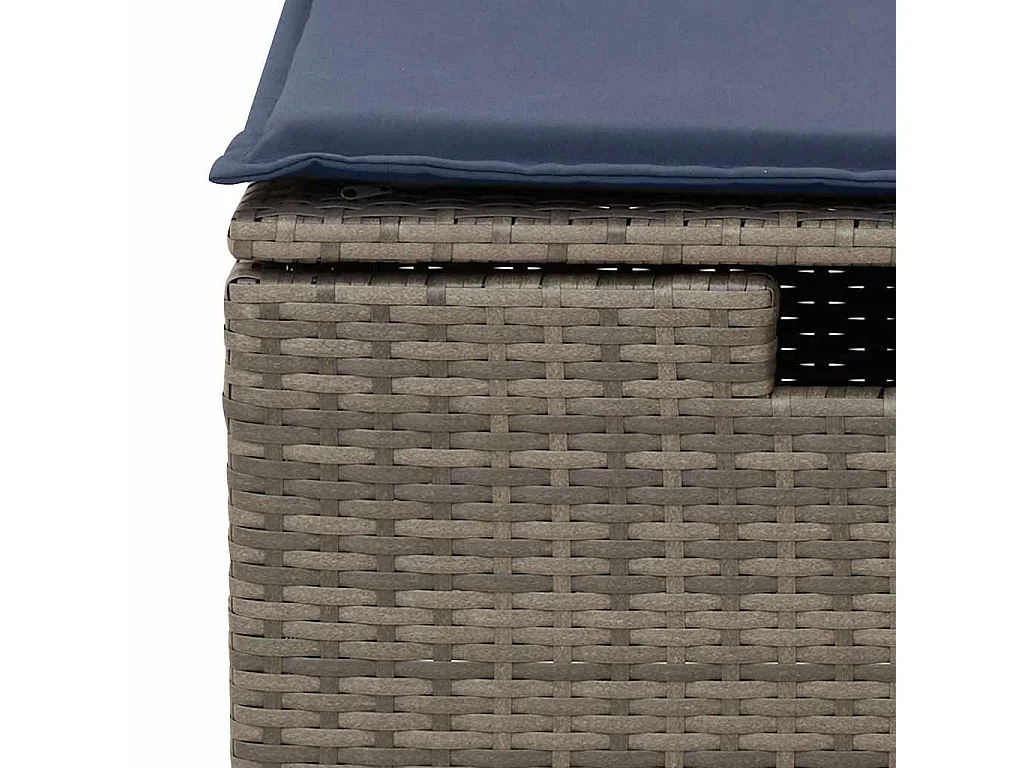 Set de muebles de jardín 6 piezas y cojines ratán sintético gris