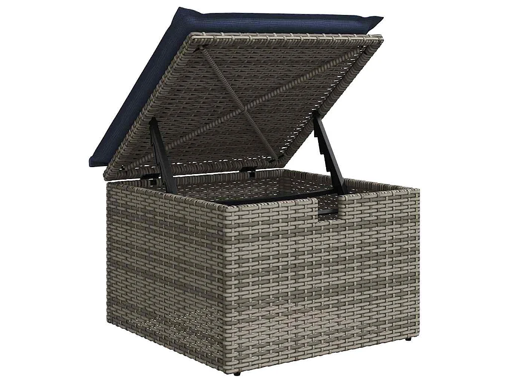 Set de muebles de jardín 6 piezas y cojines ratán sintético gris