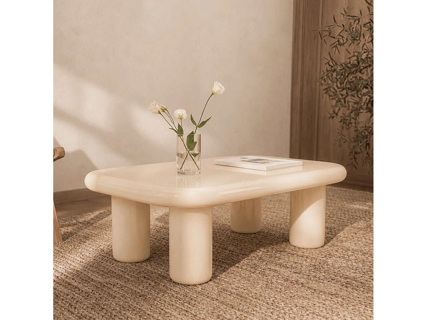 Rechteckiger, weiß lackierter MDF-Couchtisch - Lolly