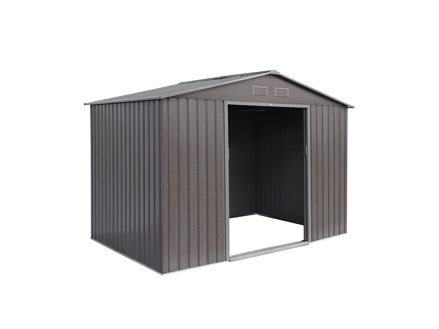 Caseta de jardín metálico, 5.39m² madera gris