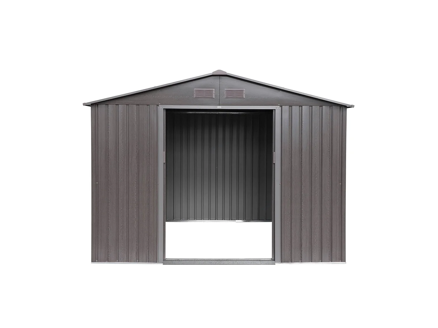 Caseta de jardín metálico, 5.39m² madera gris