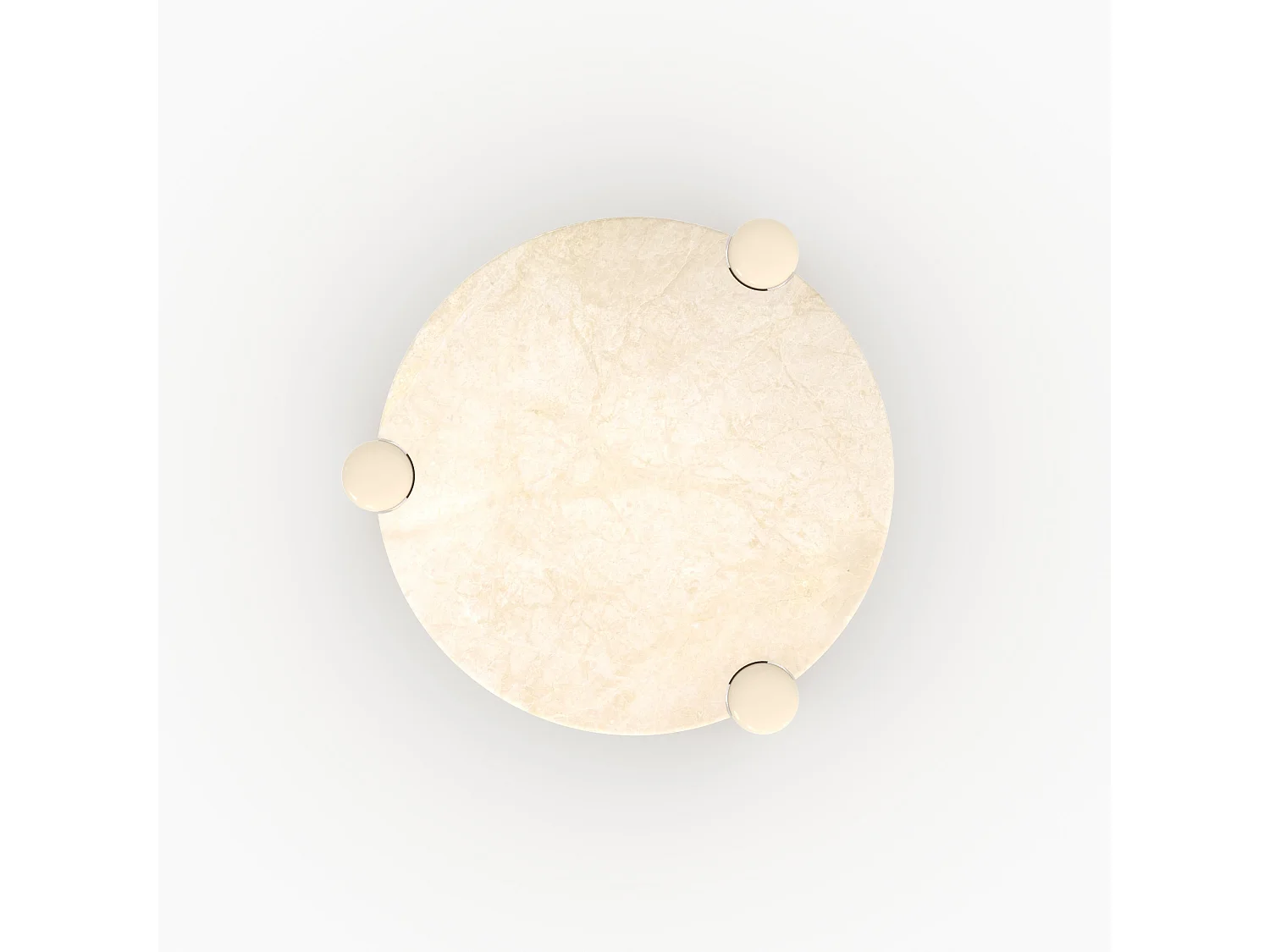 Table basse en marbre avec pieds laqués beiges, D86 cm - Hanaé