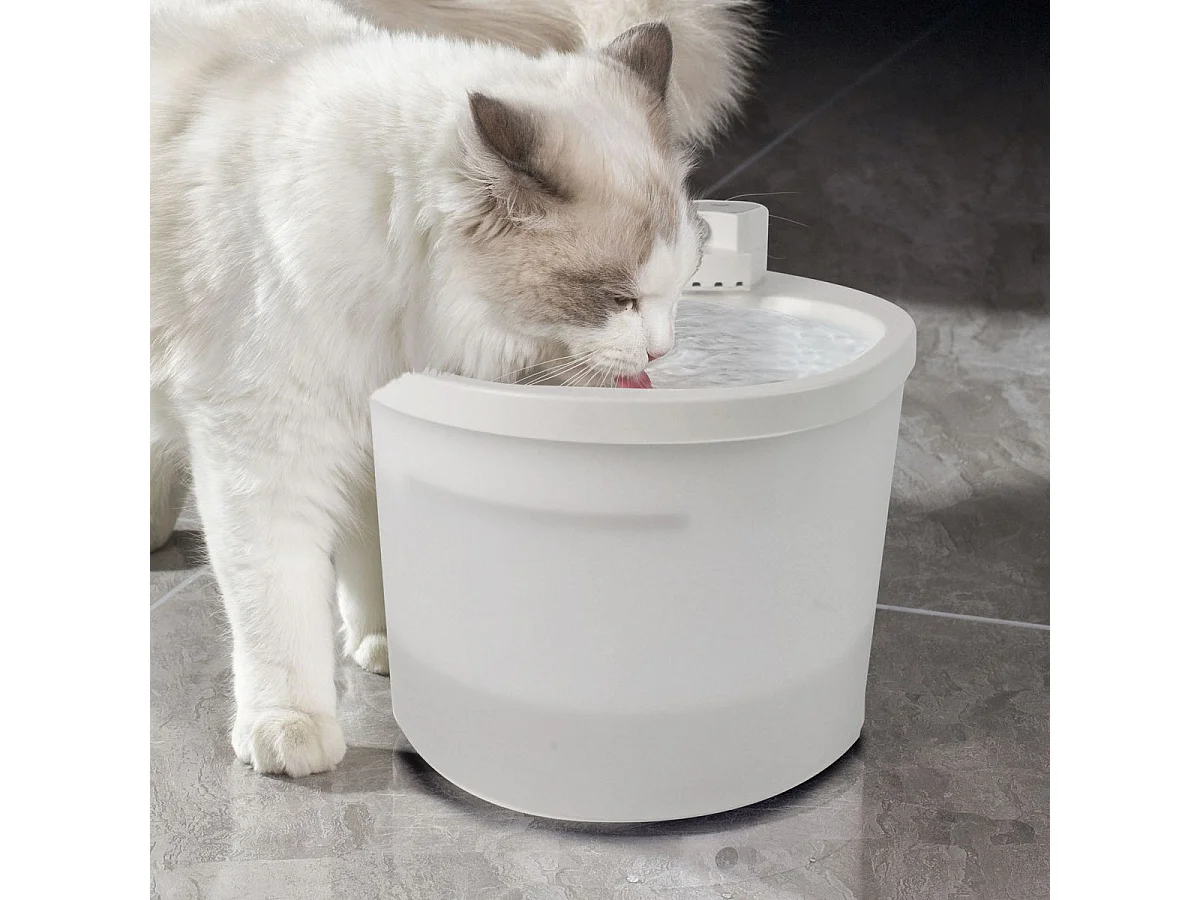Bewegingssensor 21cm Witte Waterfontein voor Katten met Waterval en Vervangbaar Filter
