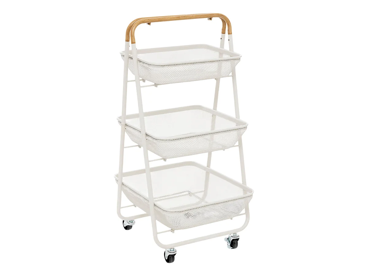 Desserte de Cuisine 3 Niveaux "Mayaj" 86cm Beige