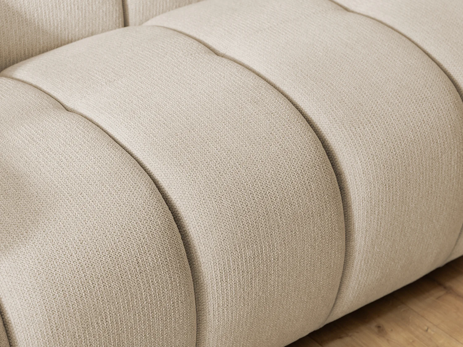 Ensemble de canapés 3+2+1 (3 places, 2 places et fauteuil) en tissu structuré doux, au design moderne et à l’aspect matelassé NUBIRA