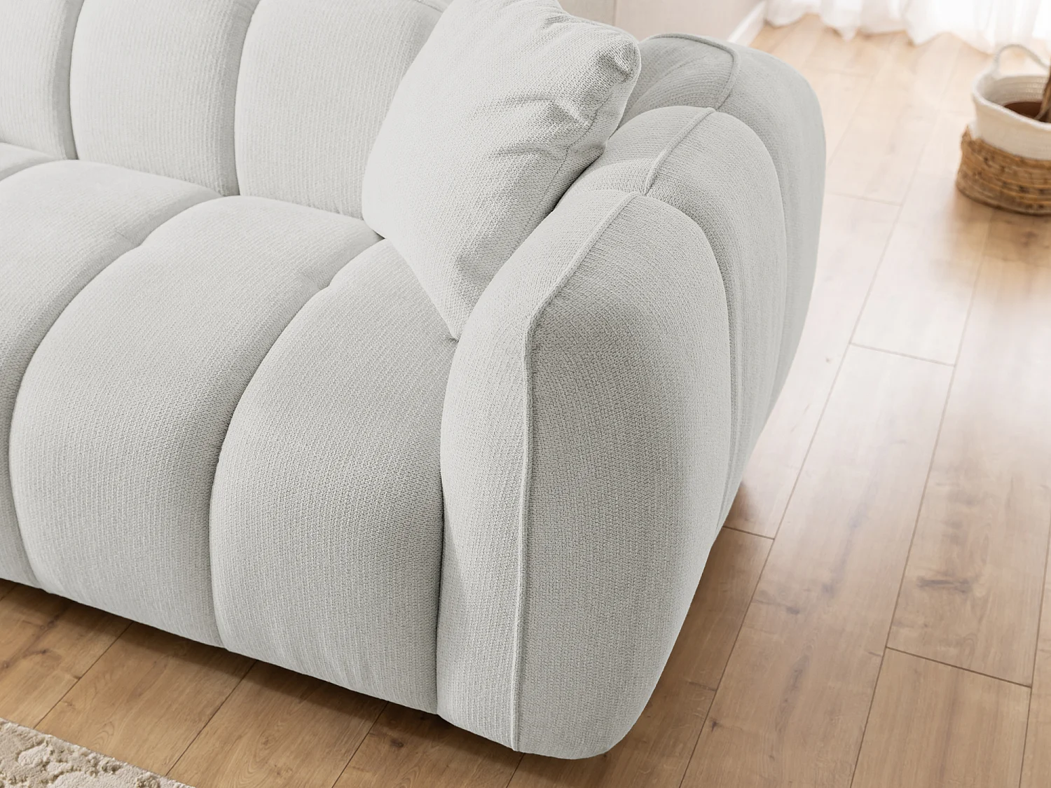 Ensemble de canapés 3+2+1 (3 places, 2 places et fauteuil) en tissu structuré doux, au design moderne et à l’aspect matelassé NUBIRA
