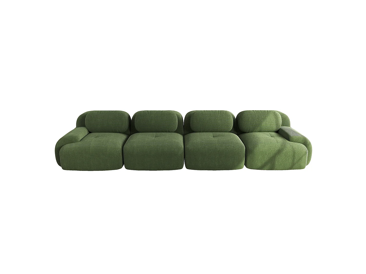 Canapé 4 places sans cadre - Modulaire et combinable - Tissu très élastique - Velours côtelé - Vert