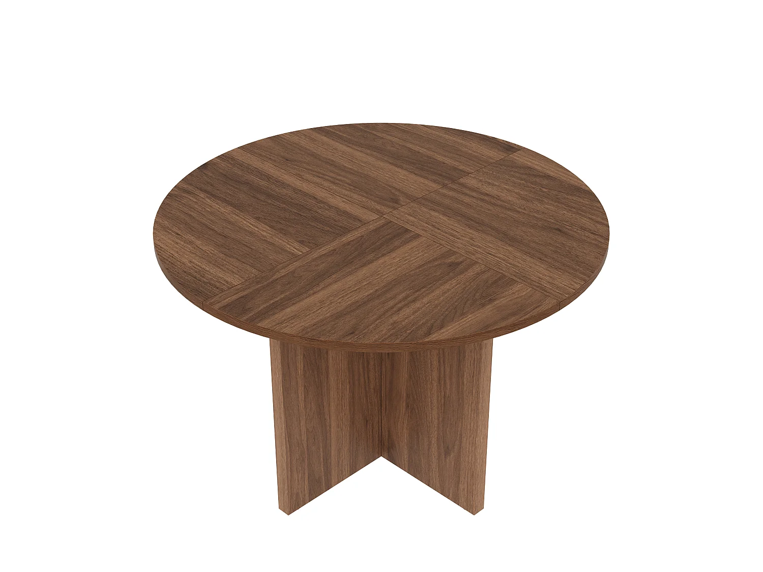Table de salle à manger ronde 120x120x75cm - 4 à 6 personnes - Style minimaliste - Placage noyer - MDF - Marron