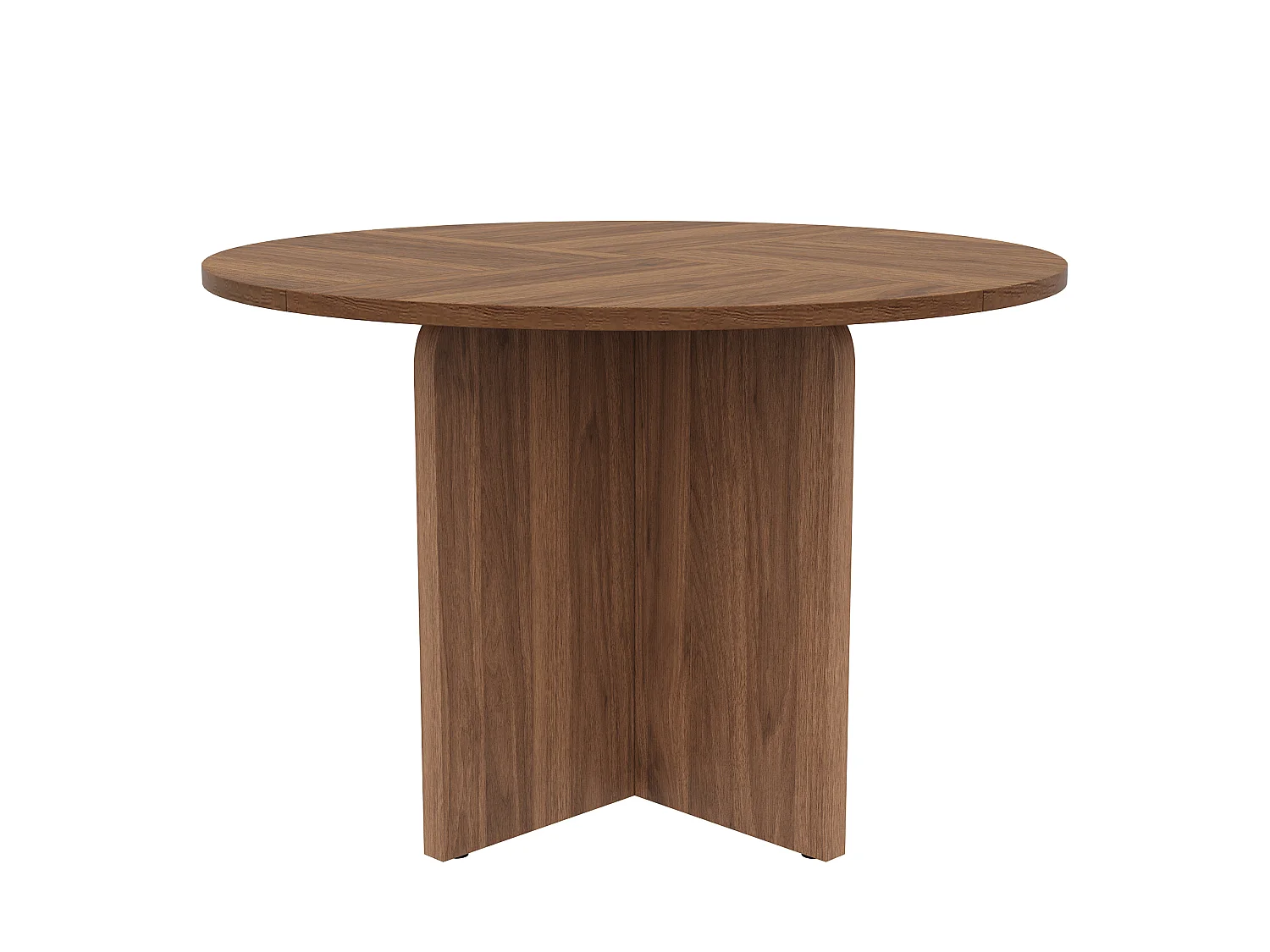 Table de salle à manger ronde 120x120x75cm - 4 à 6 personnes - Style minimaliste - Placage noyer - MDF - Marron