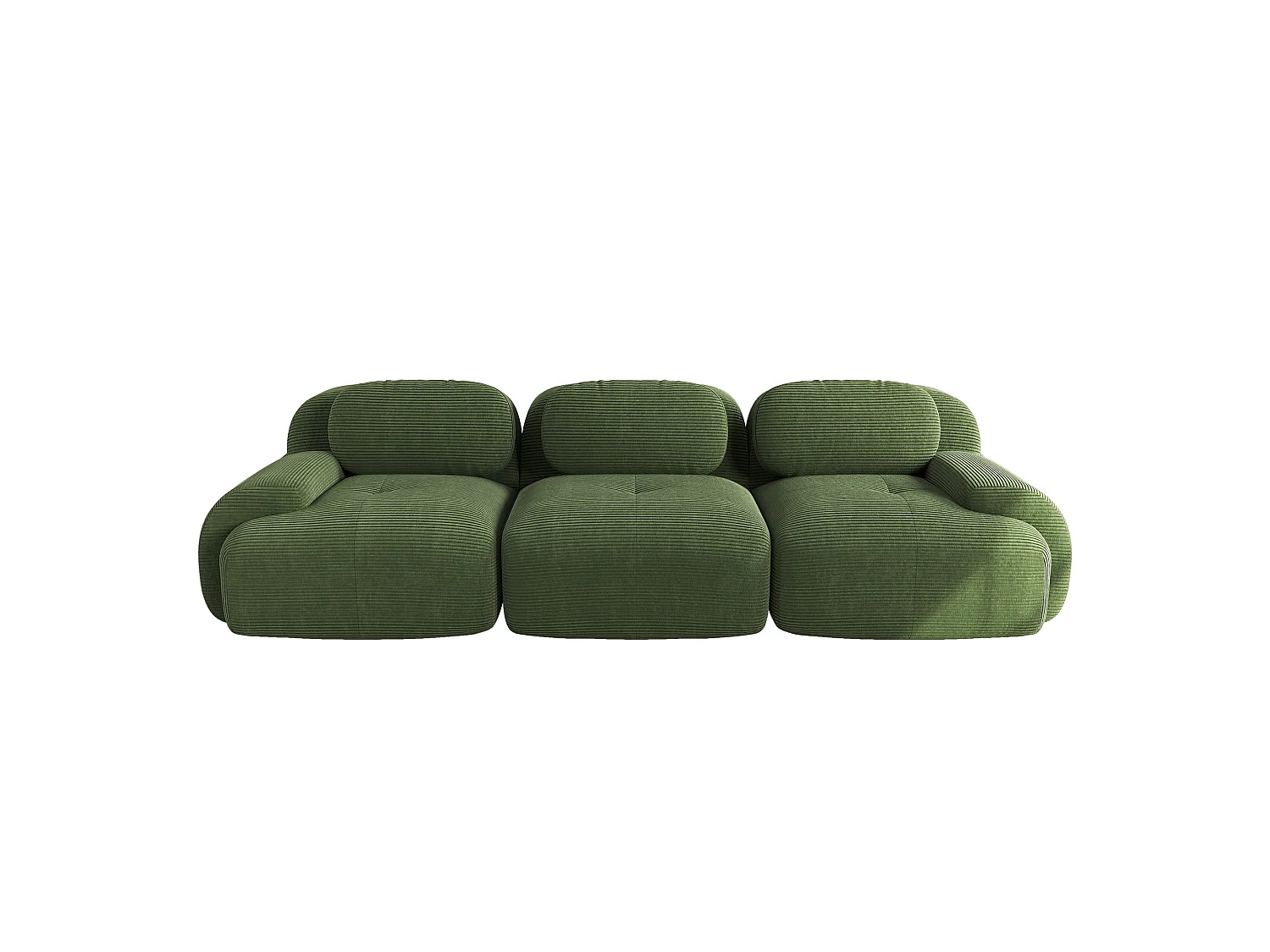 Canapé 3 places sans cadre - Modulaire et combinable - Tissu très élastique - Velours côtelé - Vert