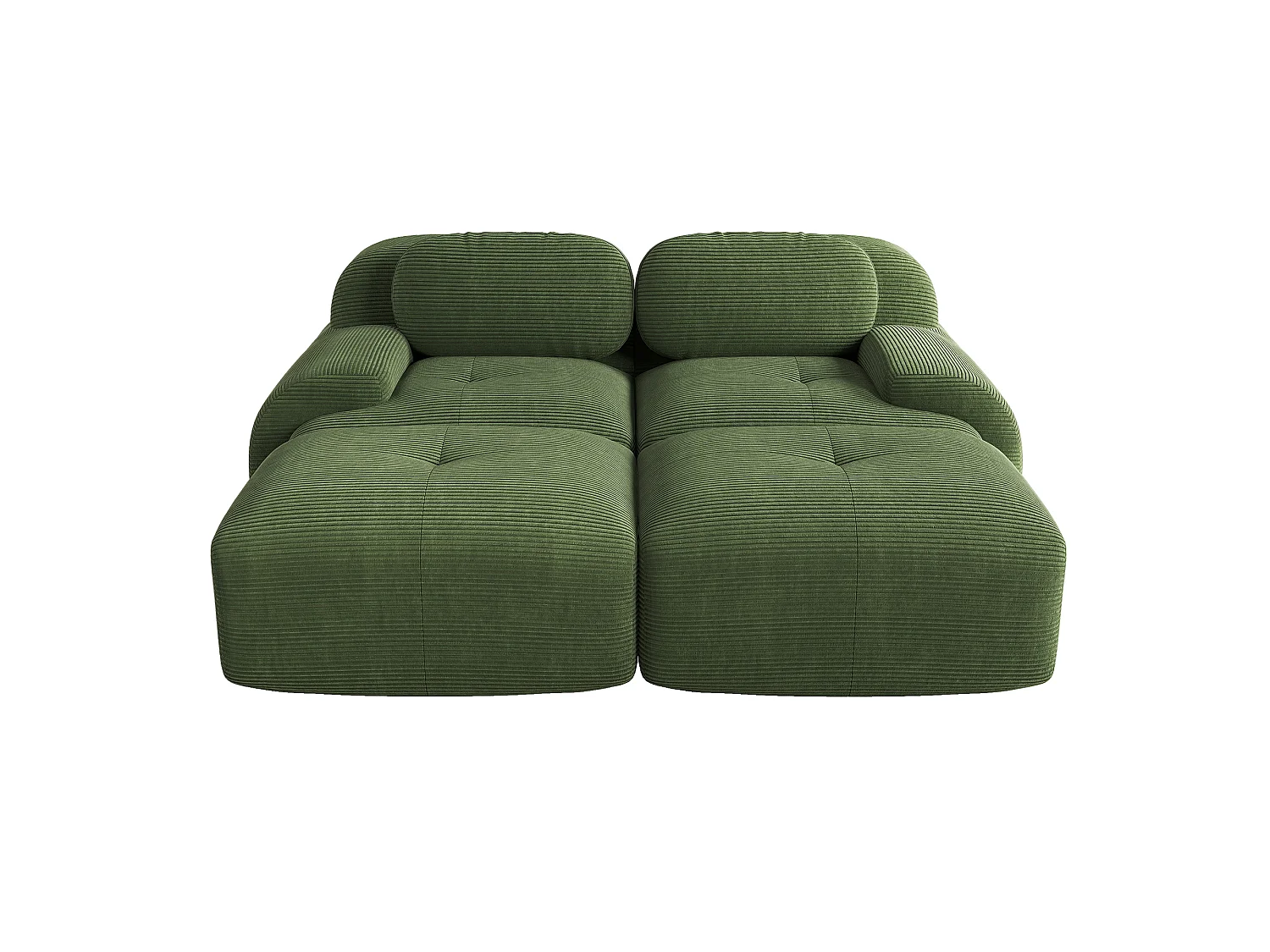 Canapé deux places sans cadre - Modulaire et combinable - chaise longue - Tissu très élastique - Velours côtelé - Vert