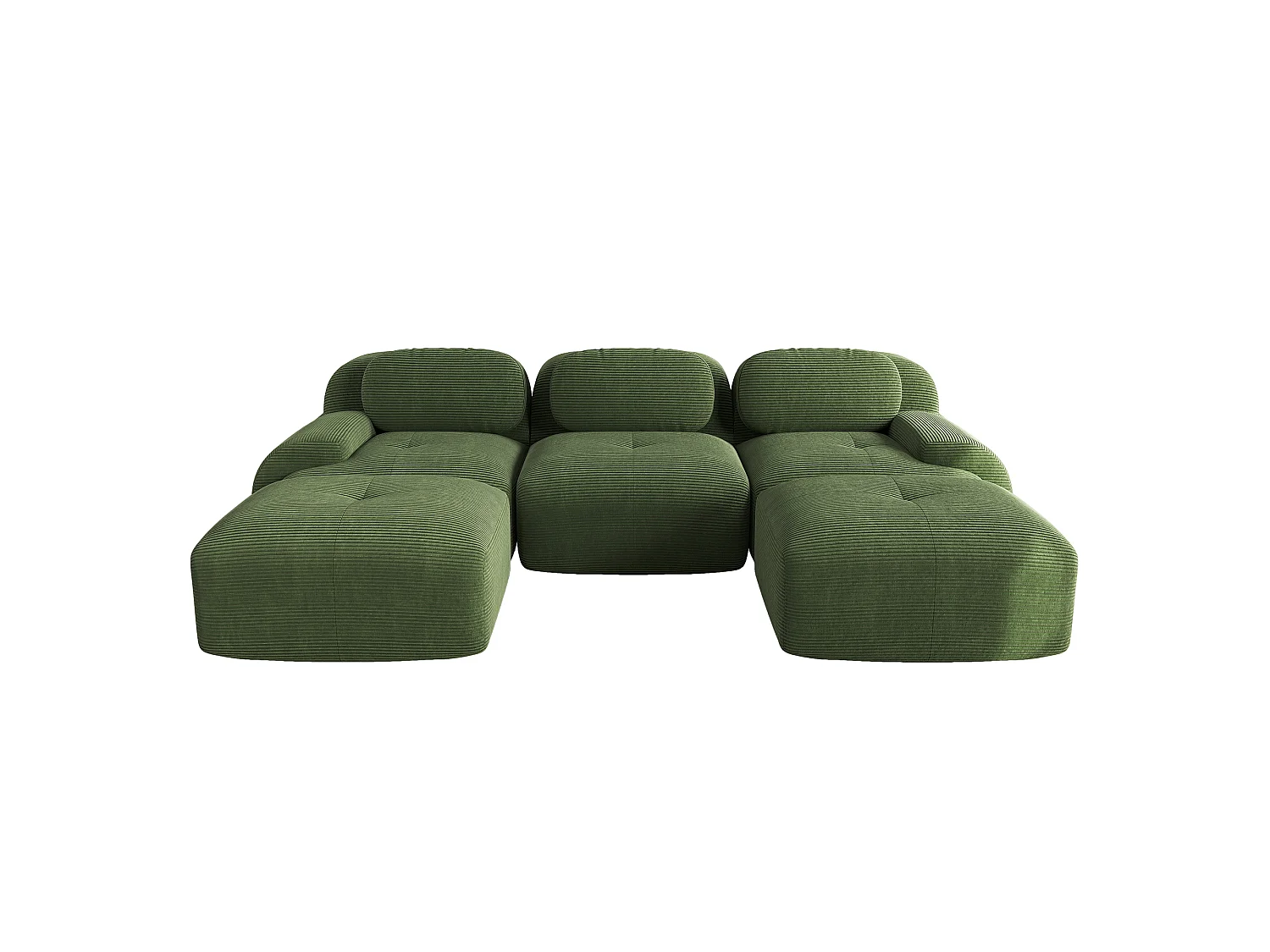 U-formet modulsofa - rammeløst design - Meget elastisk stof - Fløjlsriflet stof - Kræver ingen montering - Grøn