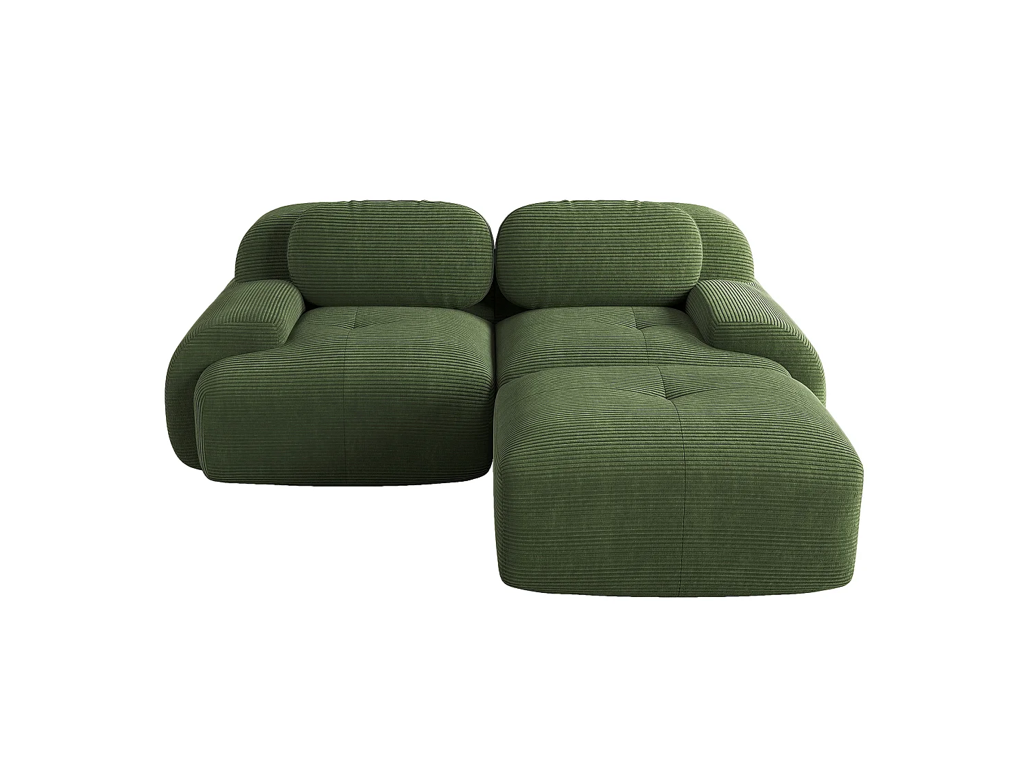 Canapé d'angle sans cadre - Modulaire et combinable - Tissu très élastique - Velours côtelé - Vert