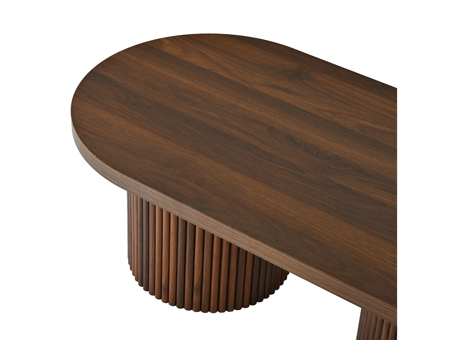 Table basse ovale 100x50x35 cm - Table d'appoint moderne - Piètement colonne romaine - MDF - Marron